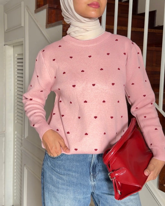 Heart Knit in Petal Pink